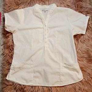 White or teal: Butter-soft scrub top